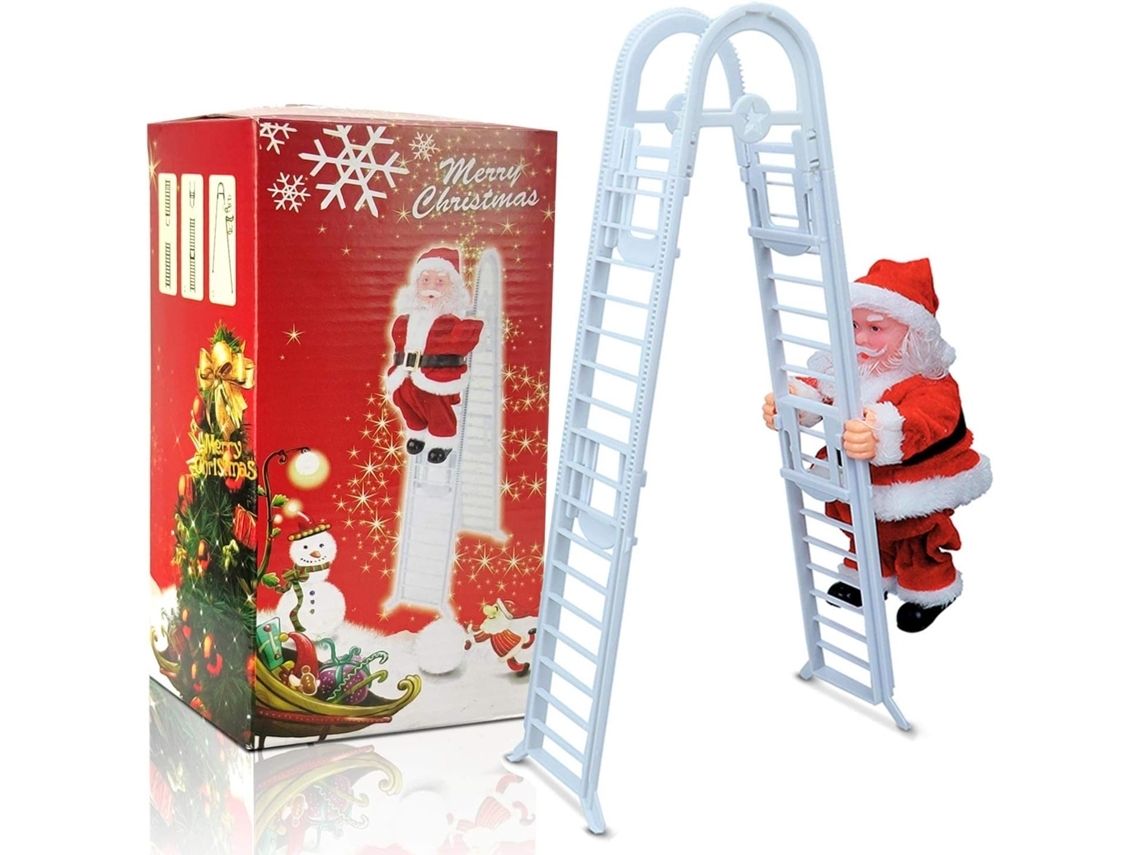 Pai Natal Elétrico para Árvore Modelo Exclusivo com Corda Trepar, Mini Saco e Sinos Musicais, Ergonômico, Uso Diário STELASPLEN