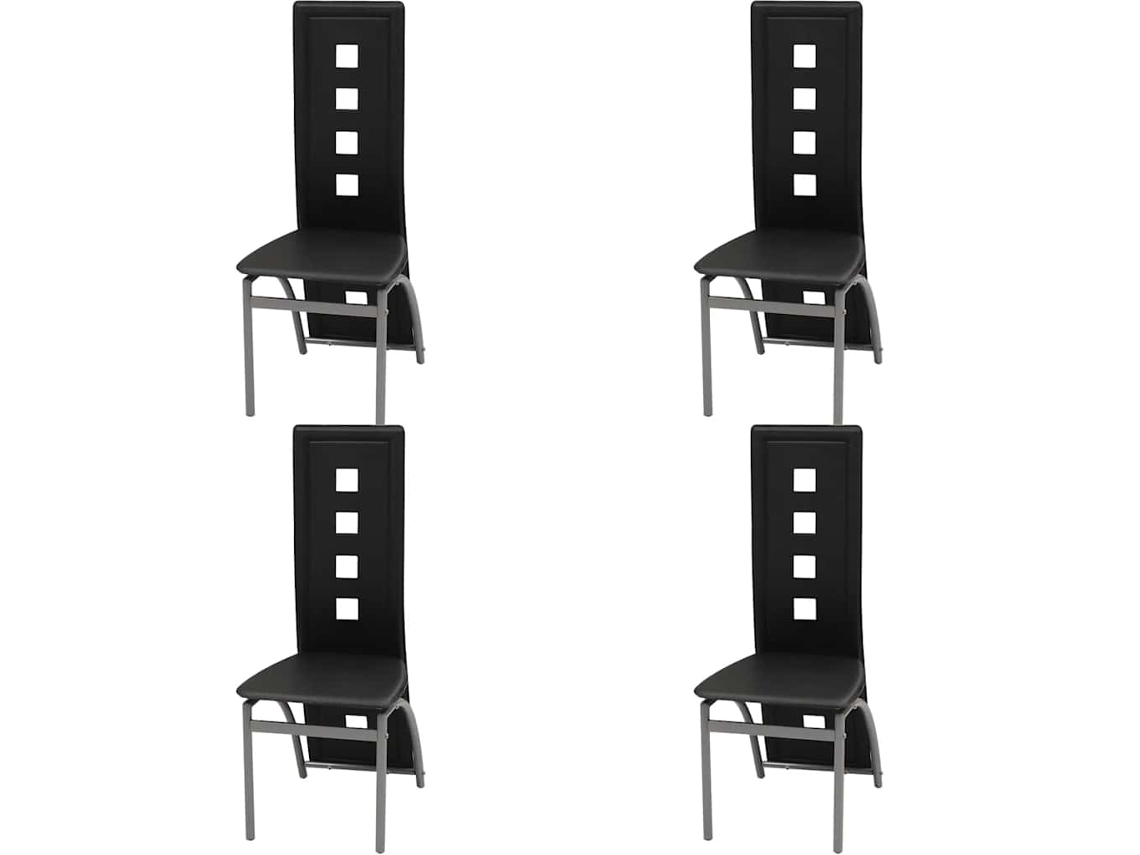 Vidaxl Cadeiras De Jantar 4 Pcs Couro Artificial Preto