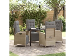 Vidaxl Conjunto De Jantar Para Jardim 5 Unid. Bege Vime Pe