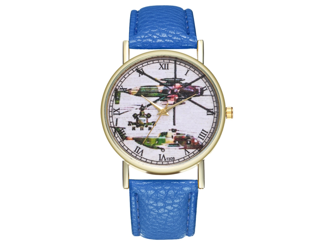 Relógio de pulso masculino elegante com mecanismo de quartzo, azul royal.