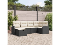 Vidaxl Conjunto De Sofá De Jardim 6 Pcs Preto Rattan Sintético