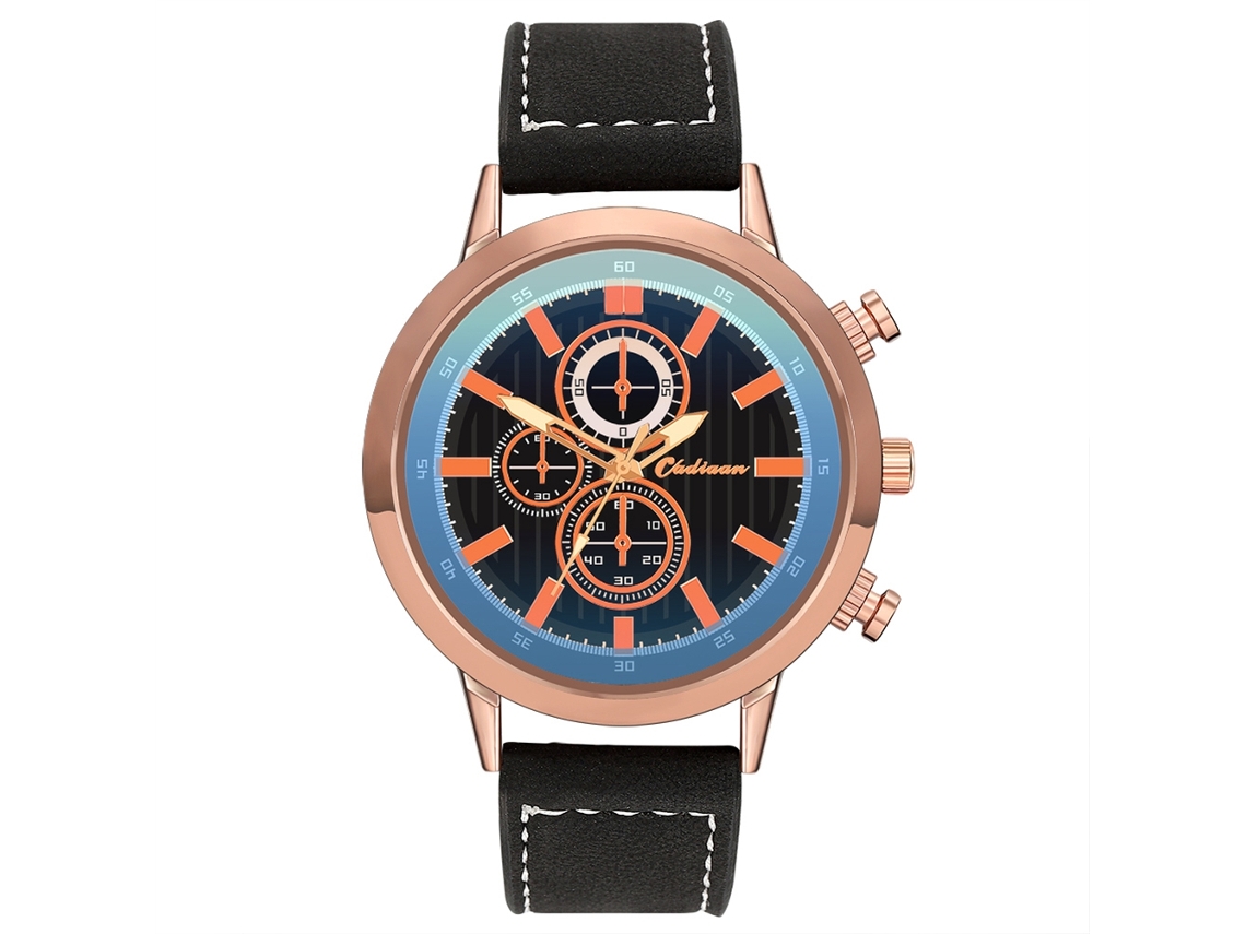 Reloj De Pulsera Hombre De Cuero Pu Moda Empresarial Casual Oro Rosa Y Negro