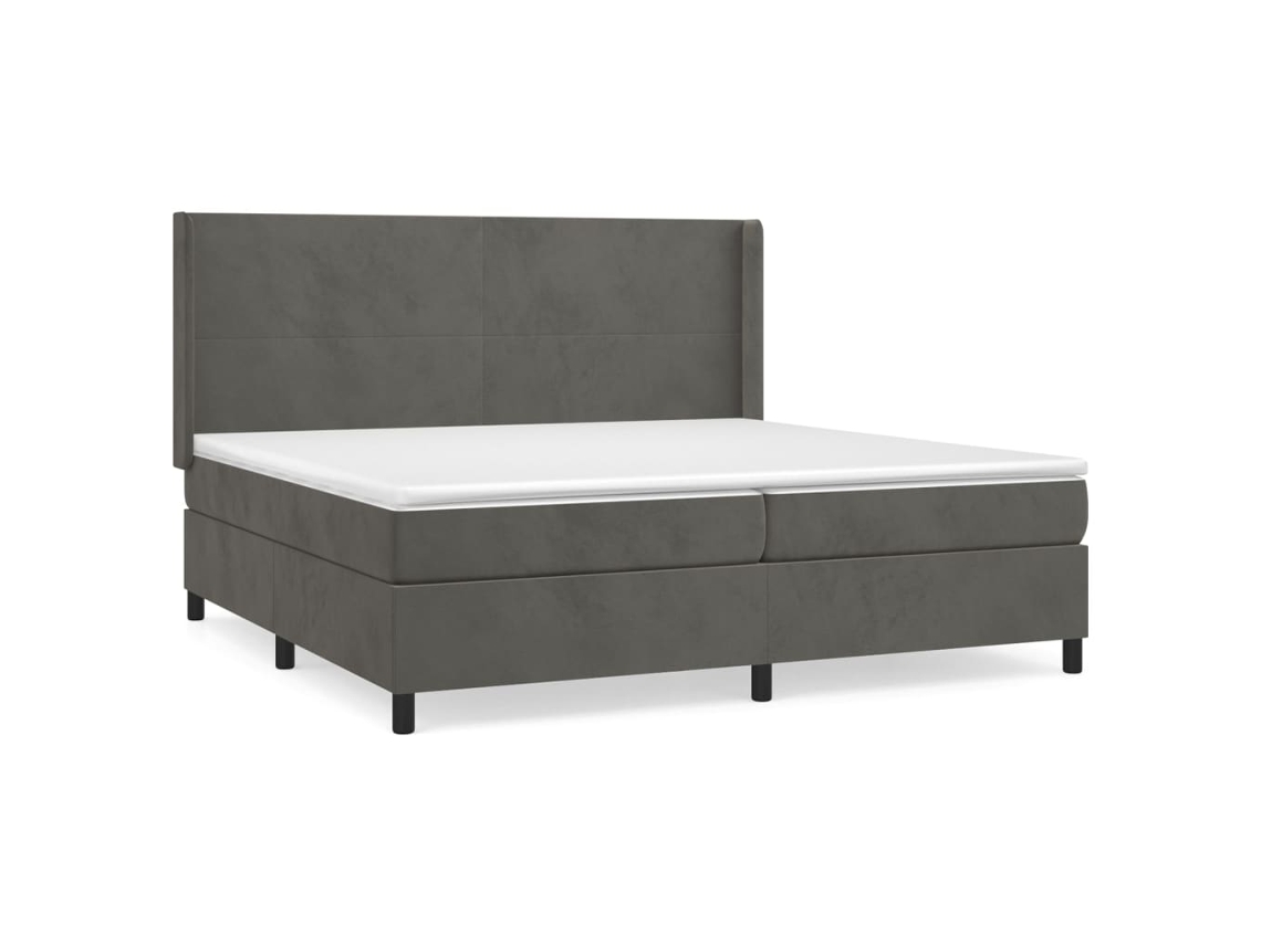 Cama com Molas e Colchão Veludo Cinzento Escuro MAISON EXCLUSIVE (200x200 cm)