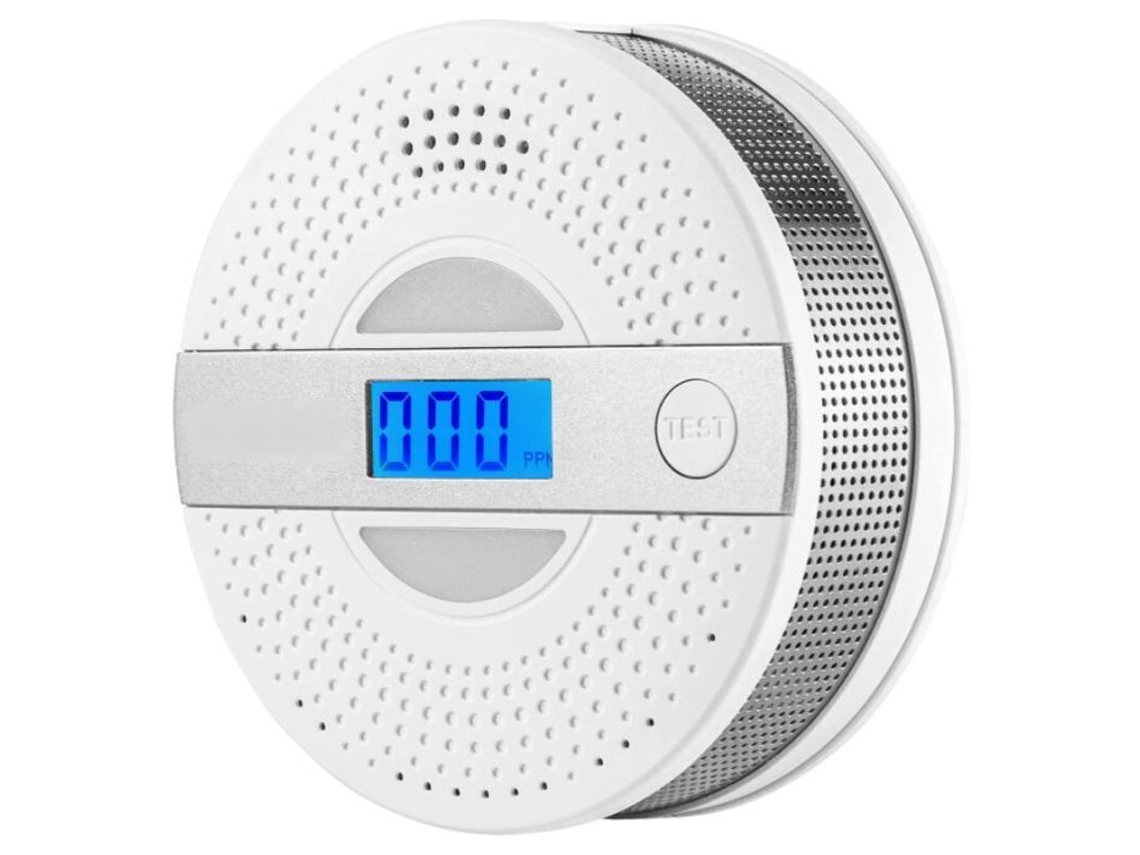 Detector De Fumaça E Monóxido De Carbono, 2 Em 1, Com Sensor Alimentado Por Bateria E Visor