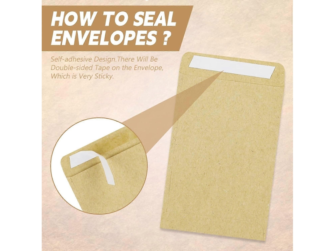 130 Envelopes Marrons Pequenos Autoadesivos Para Sementes E Itens Pequenos (9 X 6 Cm / 3,54 X 2,36 Polegadas)-sdcy