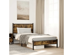 Vidaxl Estrutura De Cama Sem Colchão 100x200 Cm Metal Carvalho Fumado