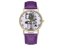 Relógio feminino Relógio masculino Couro Quartzo Negócios Zhoulianfa T303-a Roxo