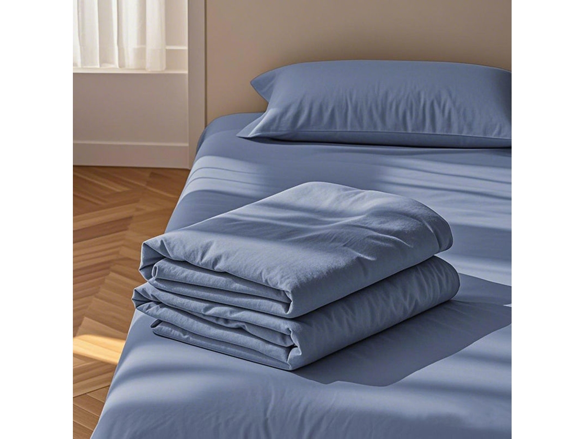 Conjunto De Lençóis Com 2 Fronhas, Macio E Agradável À Pele Para Todas As Estações (azul Jeans/2.5x2.3m) Digitallab