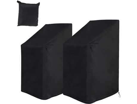 Capa Para 2 Cadeiras De Jardim, Impermeável/anti Uv/anti Vento, Com Corda E Fivela, Preta . Igvtrade (75x75x120cm)