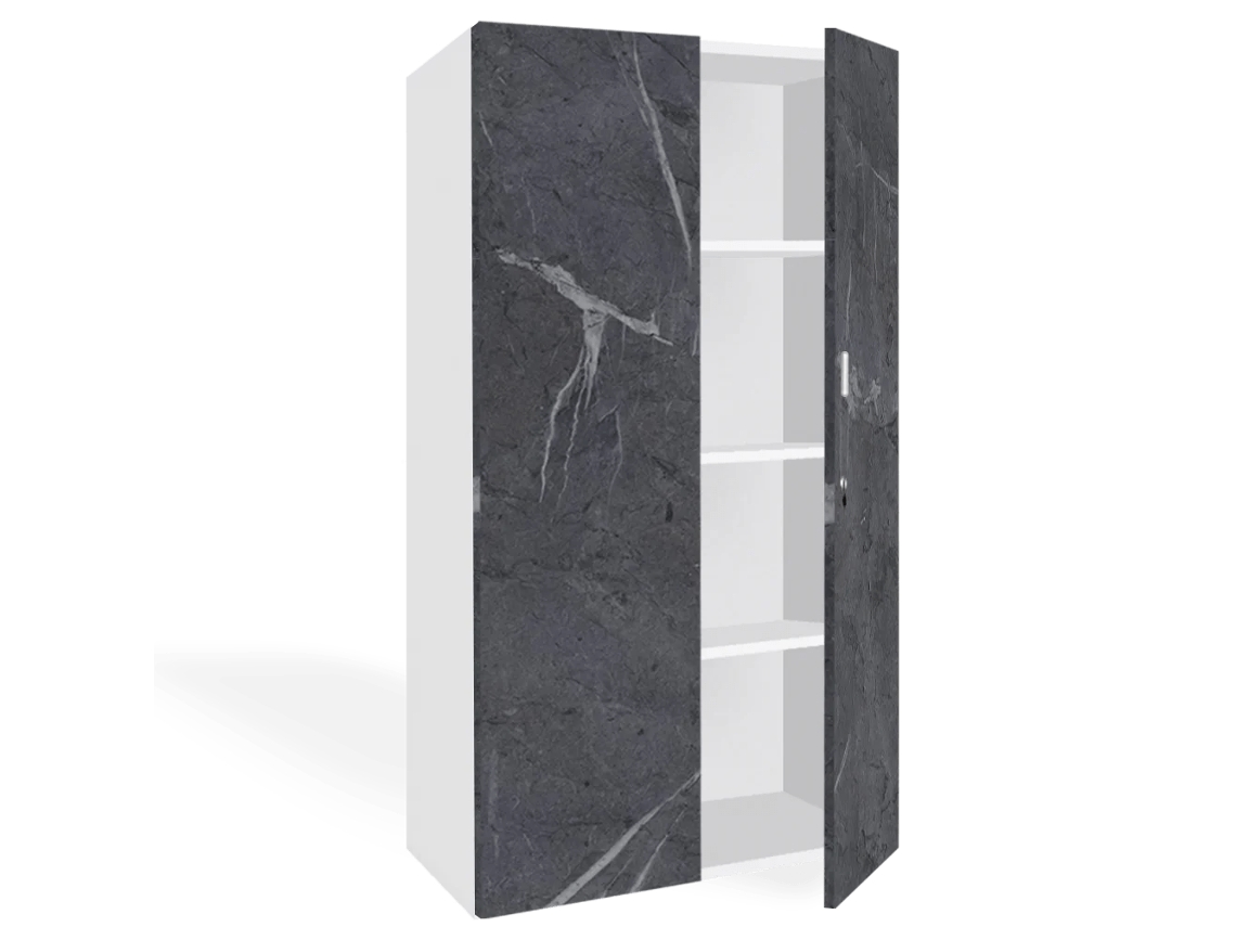 Armário de arquivo com portas. 4 prateleiras. 160 x 90 x 40 cm. Pedra Branca. OFILIKE