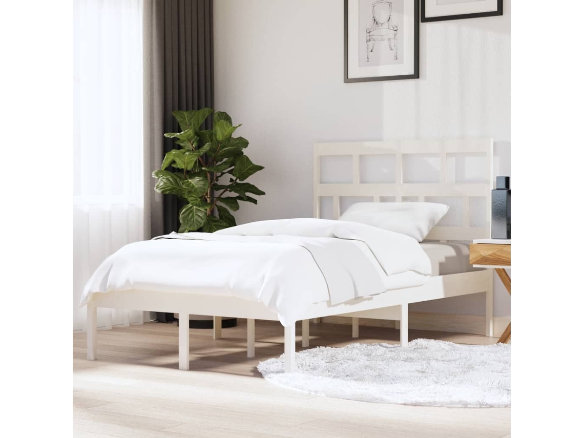 Estrutura De Cama 120x200 Cm Pinho Maciço Branco