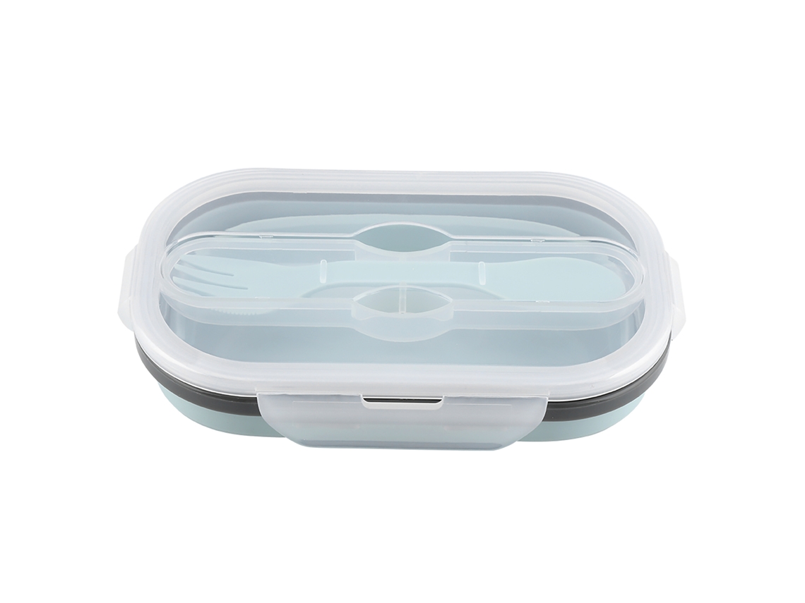 Lancheira de Silicone S/MARCA, Dobrável, Portátil, 800ml, com Colher