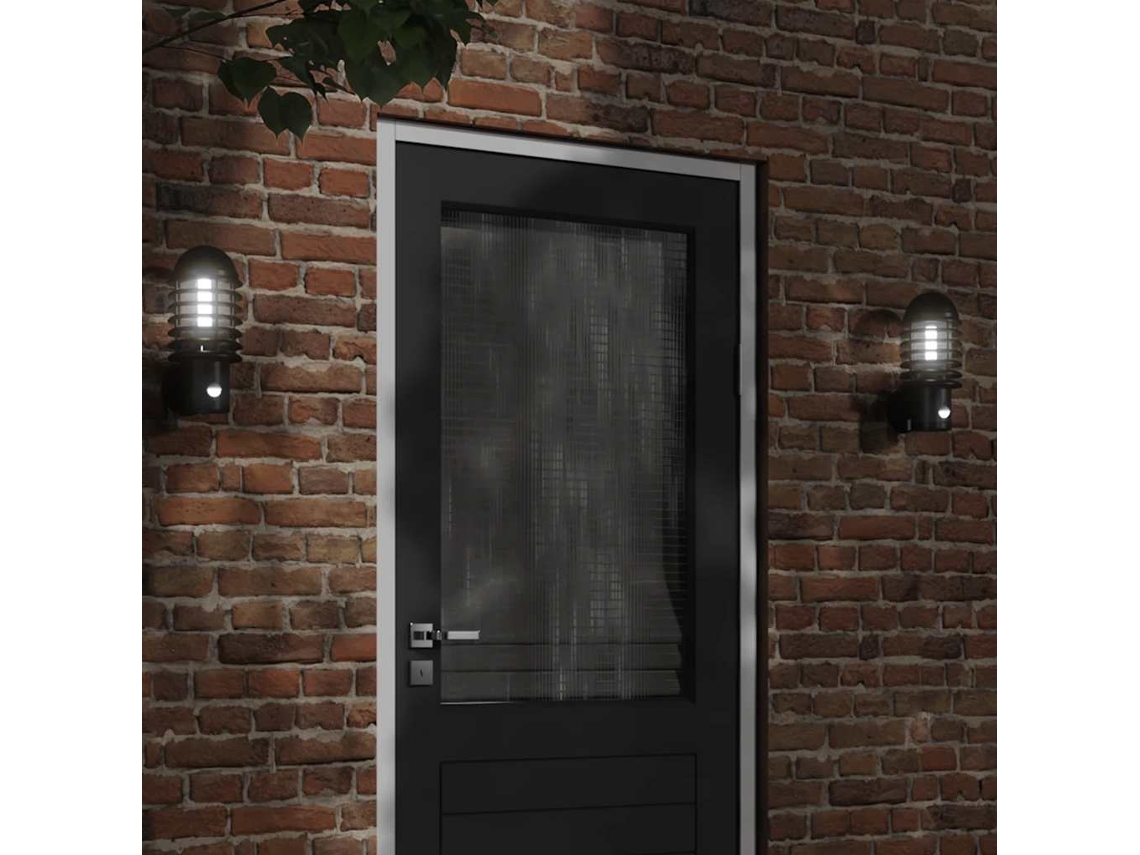 Vidaxl Candeeiro De Parede P/ Exterior Com Sensor Aço Inoxidável Preto