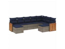 Conjunto de Sofá de Jardim, 9 Peças, Almofadas, Rattan Cinza MAISON EXCLUSIVE