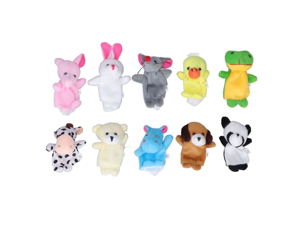Primerox 10pcs Fantoches de Dedo Pelúcia Curta Cute Animal para Crianças Acima de 3 Anos