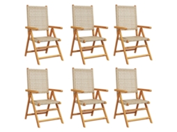 Maison Exclusive - Cadeiras Jardim Reclináveis 6 Pcs Vime Pe/madeira Maciça Bege