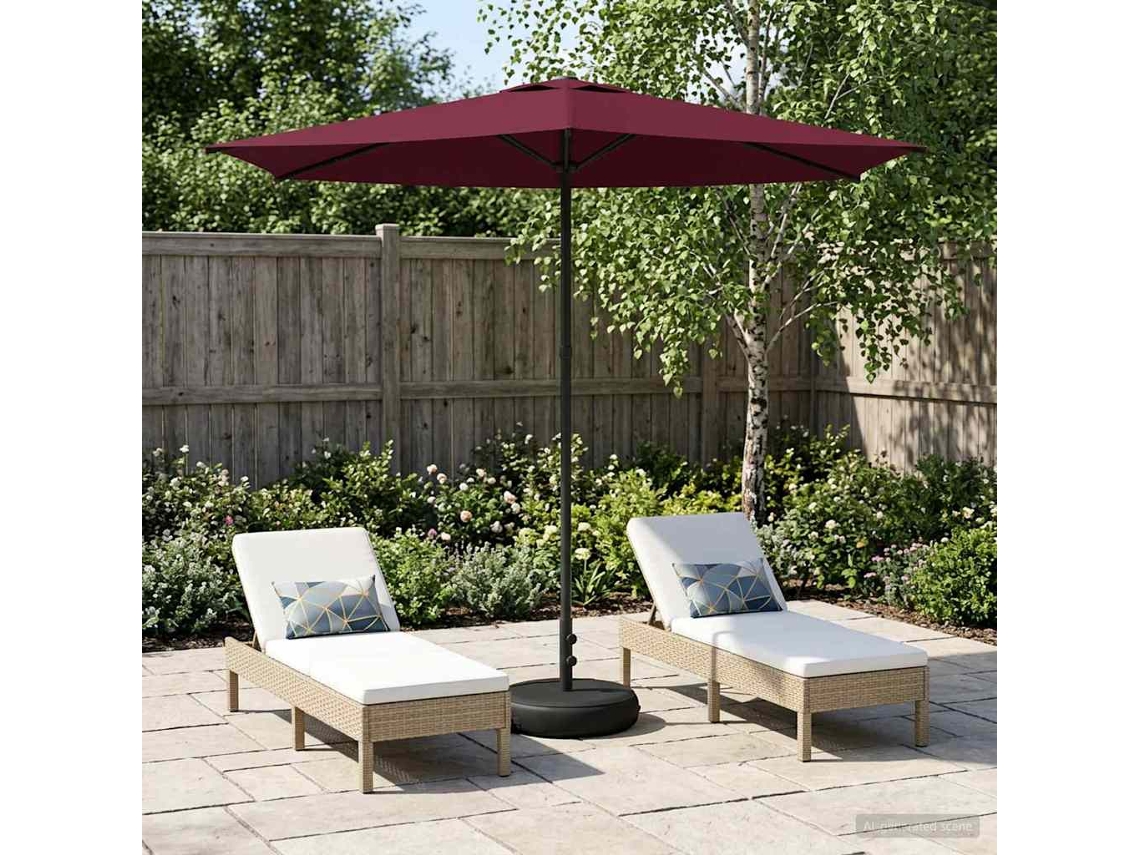 Vidaxl Parasol De Jardim Com Base 270 X 270 Cm Poliéster Retangular