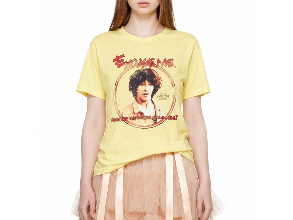 Rockinstone Bill And Ted Excuse Me Heather Yellow Adult T-shirt Size:xl