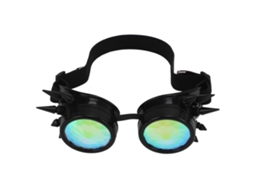 Óculos Steampunk Retro com Elástico, Lentes Kaleidoscópio para Festas e Raves, Preto | S/MARCA