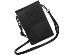 Capa Para Celular Em Couro Pu Preto Com Tela Sensível Ao Toque, Compartimento Para Cartão, Design Exclusivo.
