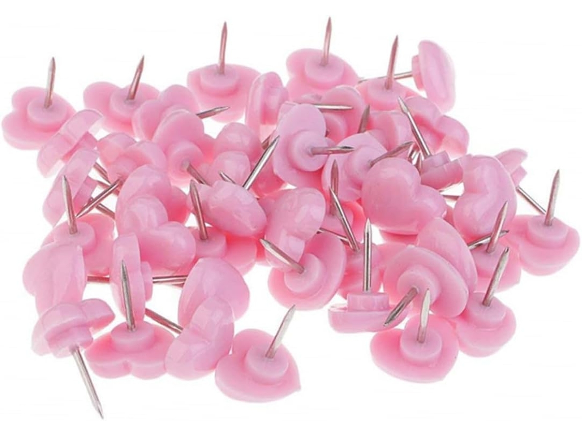 Alfinetes Em Formato De Coração Para Murais, 150 Unidades, Vermelho E Rosa, Material Plástico E Metal, Ideais Para