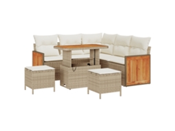 Conjunto 8 Conjunto De Sofá Moderno Vidaxl Bege Vime Pe (176 X 176 X 85 Cm)
