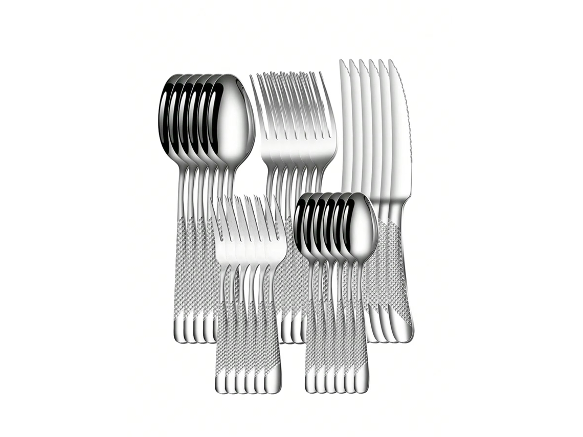 Conjunto De Talheres De Aço Inoxidável Silver Star Diamond (30 Peças) - Faca, Garfo E Colher
