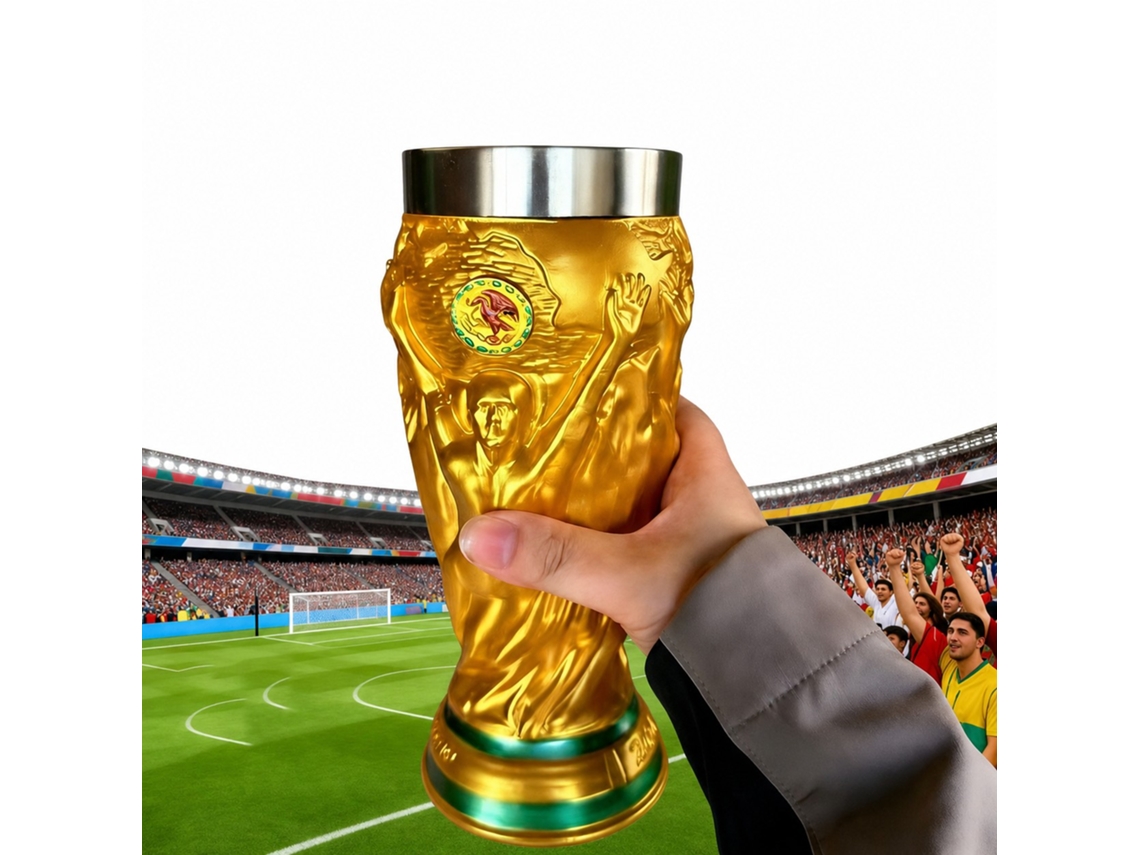 Caneca de Cerveja em Formato de Troféu de Futebol, Grande para Torcedores, Copo em Aço Inoxidável para Festas AQUAFORGE