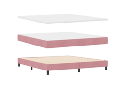 Conjunto 1 Cama Box Vidaxl Rosa Veludo (200 X 180 Cm)