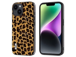 Capa Protetora De Couro Sintético Abeel Compatível Com Iphone 14, Tpu Pc, Textura De Leopardo, Anti-riscos