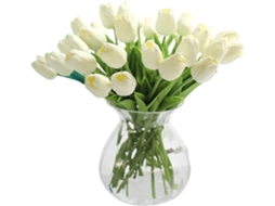 Tulipas Artificiais de Látex Verdadeiro para Buquês de Casamento e Decoração de Casa Zhe Brancas AQUAFORGE