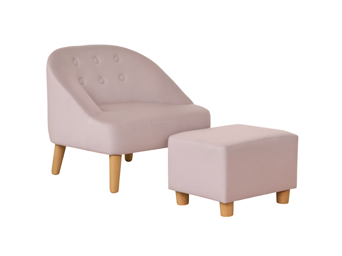 Poltrona Infantil Com Apoio Para Os Pés, Adequada Para Crianças De 3 A 5 Anos. Design Fofo, Textura Aveludada. Dimensões: 51 Cm X 51 Cm X 50 Cm. Rosa.