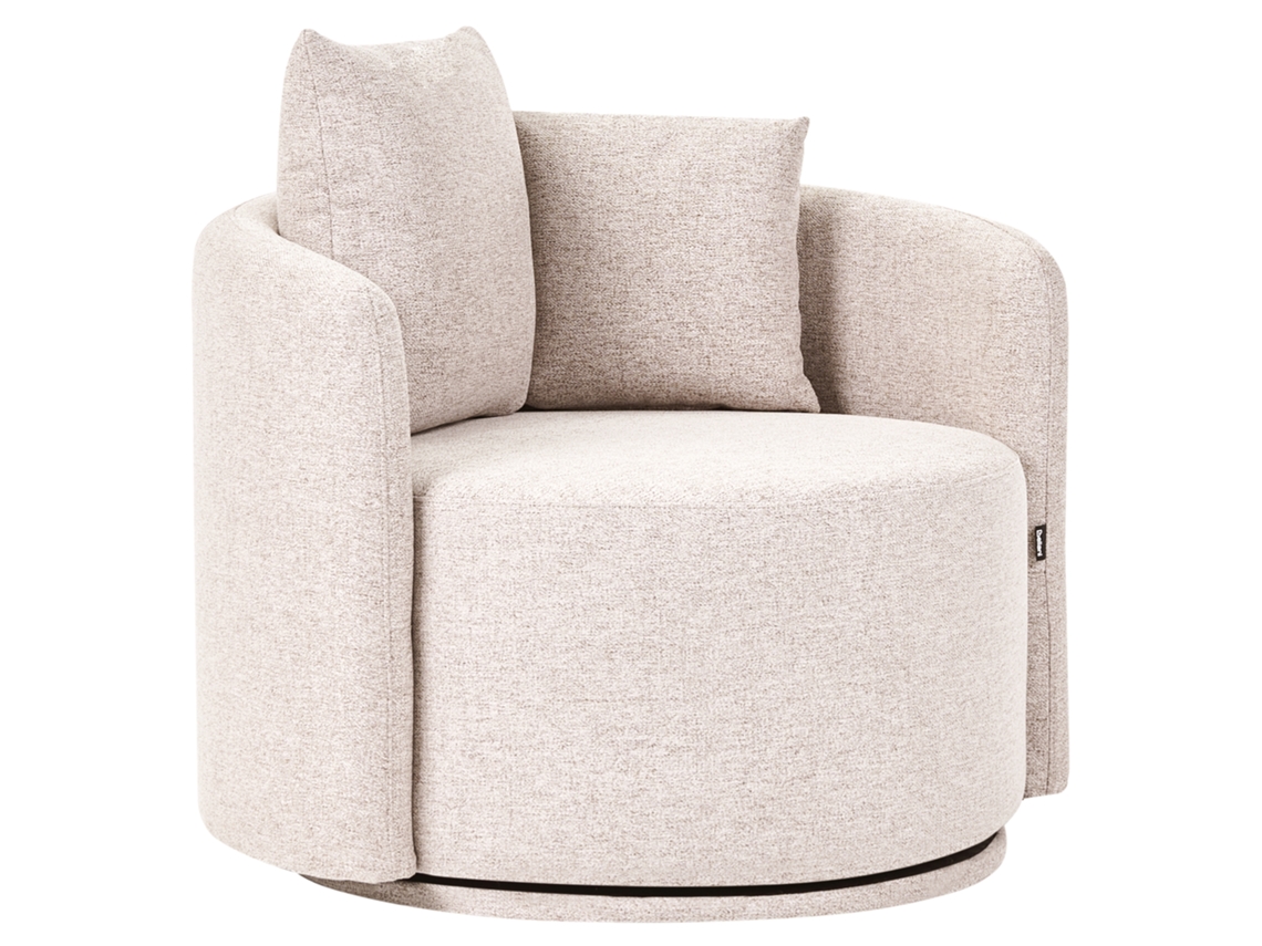 Sillón Giratorio Beliani Ennora De Tela Beige 88x82x67