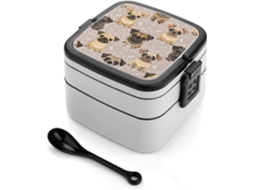 Lancheira Bento Com Estampa De Chihuahua E Pug Para Adultos, Hermética, Com Colher, Resistente, Dupla Camada, Fechamento