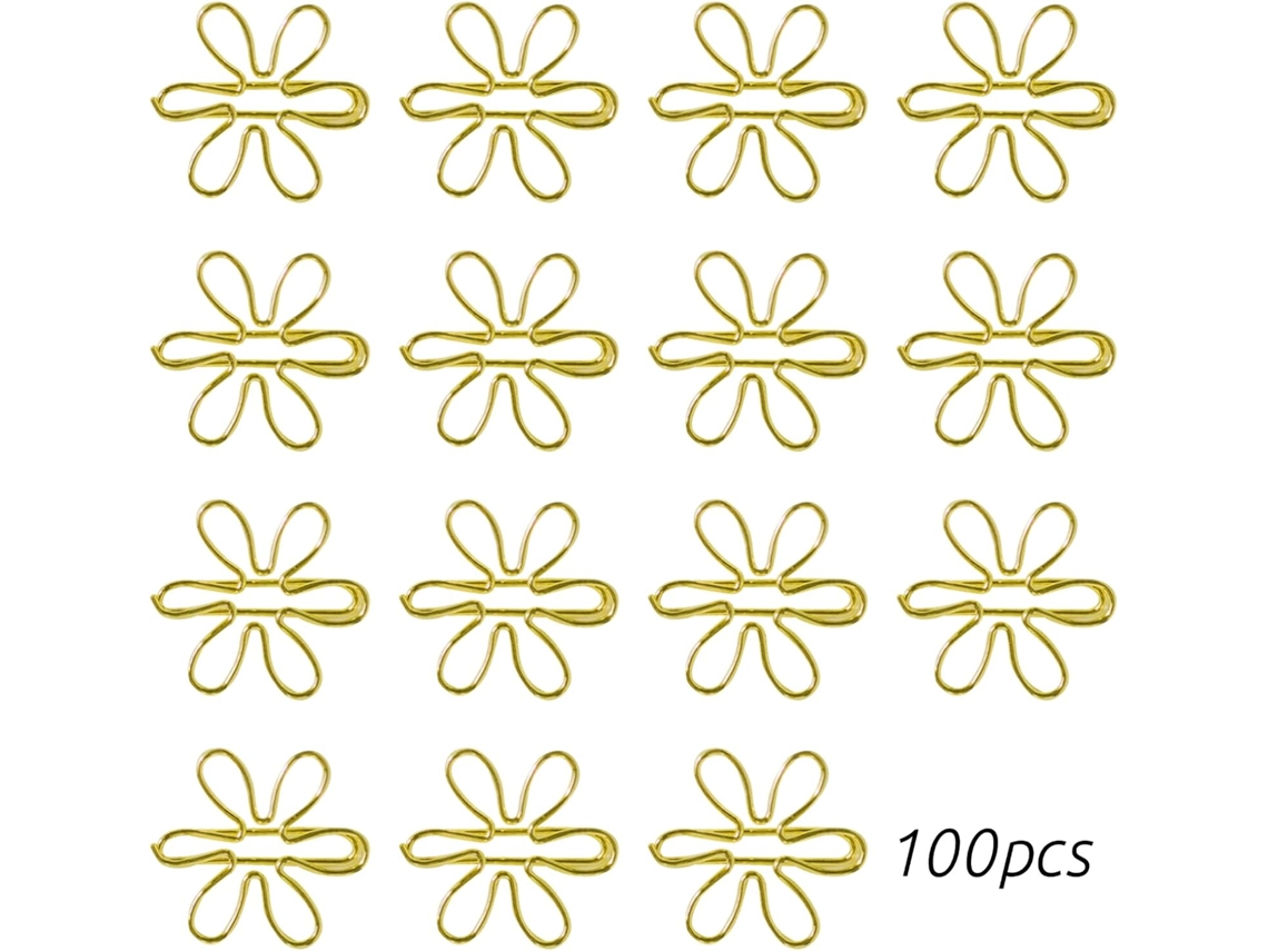 100 Clips de Papel Metálicos em Formato de Girassol, Design Inovador, Clips Grandes 29x29cm, Uso Não Elétrico em Mesas