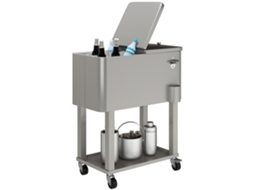 Carrinho Refrigerador de Bebidas 56l com Rodas, Abridor de Garrafas e Prateleira 67x35x80 cm CINZA CLARO