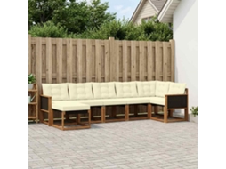 Vidaxl Conjunto De Sofás Para Exterior 7 Unid. Natural E Creme