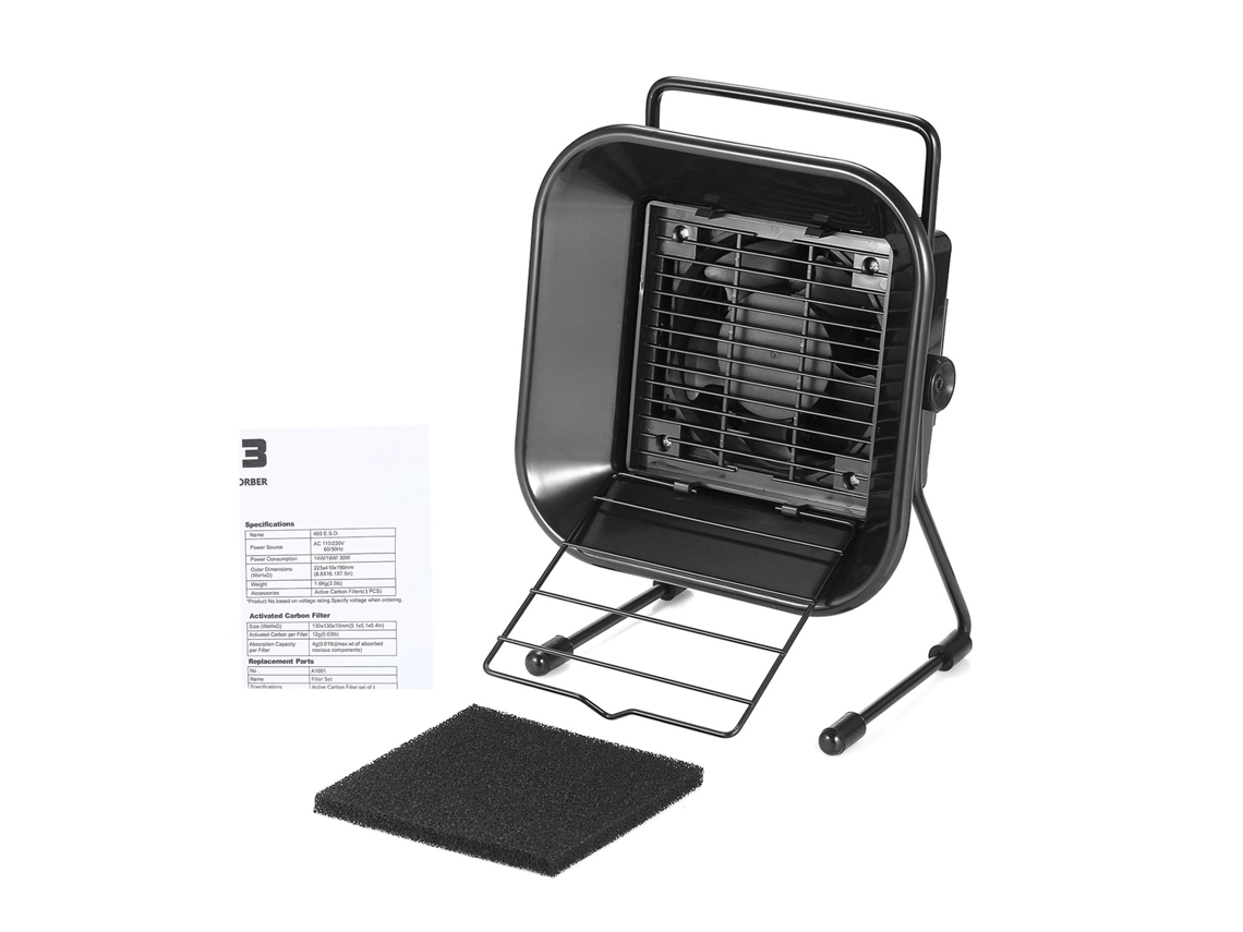 Extrator de Fumaça de Solda 220V 30W Absorvedor de Fumaça com Filtro de Carbono Ativo Esponja Ângulo Ajustável Ventilador Silencioso Pa Preto