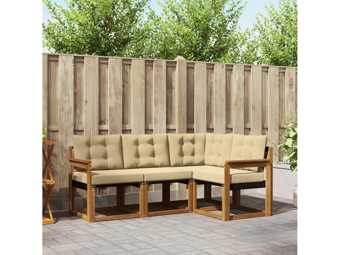 Vidaxl Conjunto De Sofás Para Exterior 4 Unid. Natural E Bege
