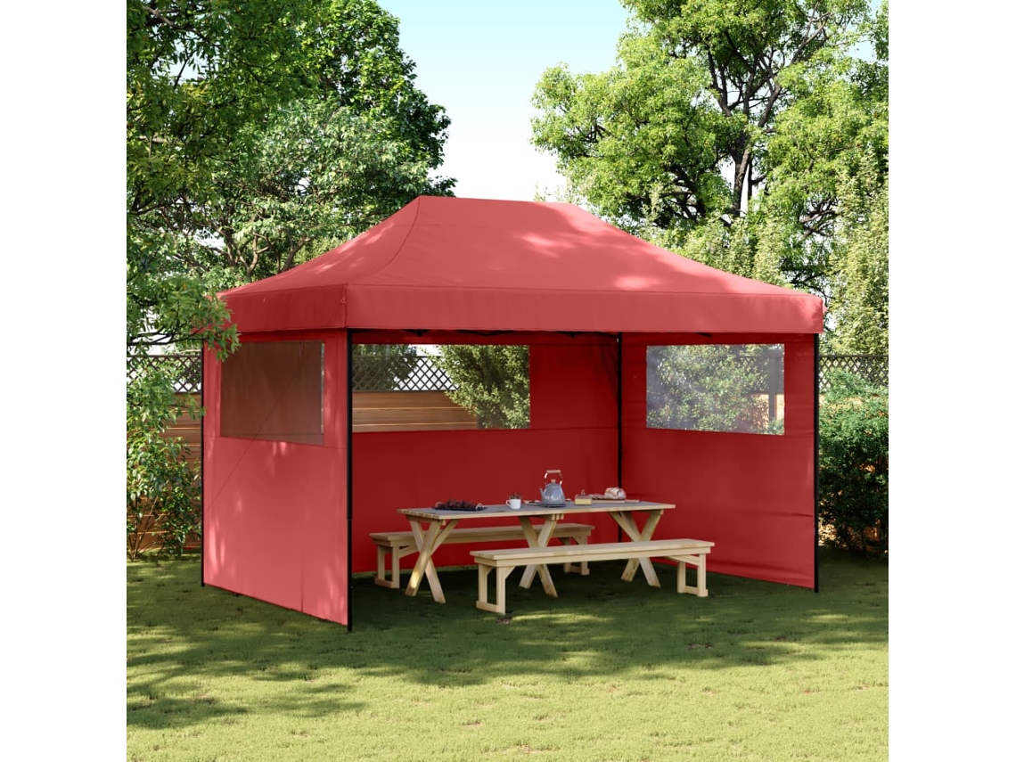 Vidaxl Tenda Para Festas Pop-up Dobrável Com 3 Paredes Laterais Bordô