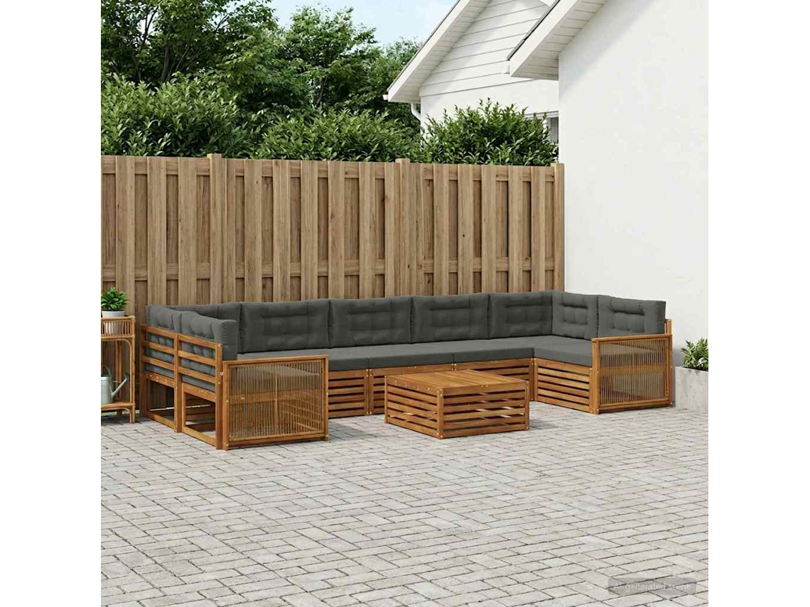 Vidaxl Conjunto De Sofás Para Exterior 8 Unid. Natural E Antracite