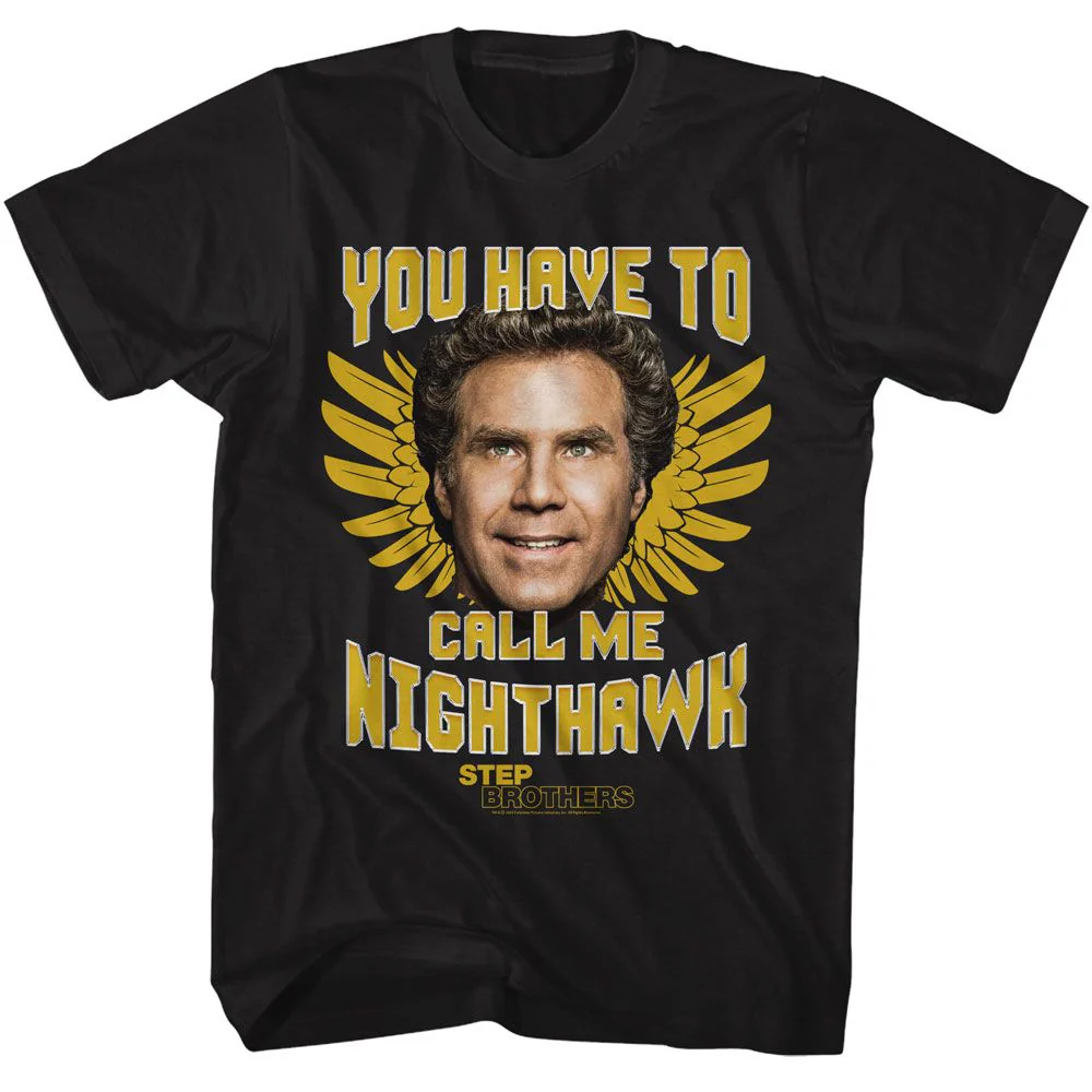 Unisex Adult T-shirt Rockinstone Step Brothers Movie Nighthawk Black Sizes