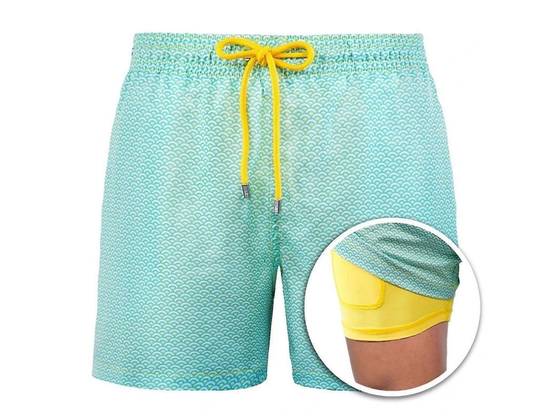 Shorts De Praia Masculinos De Poliéster E Spandex Com Cintura Elástica E Bolsos De Drenagem Rápida 5