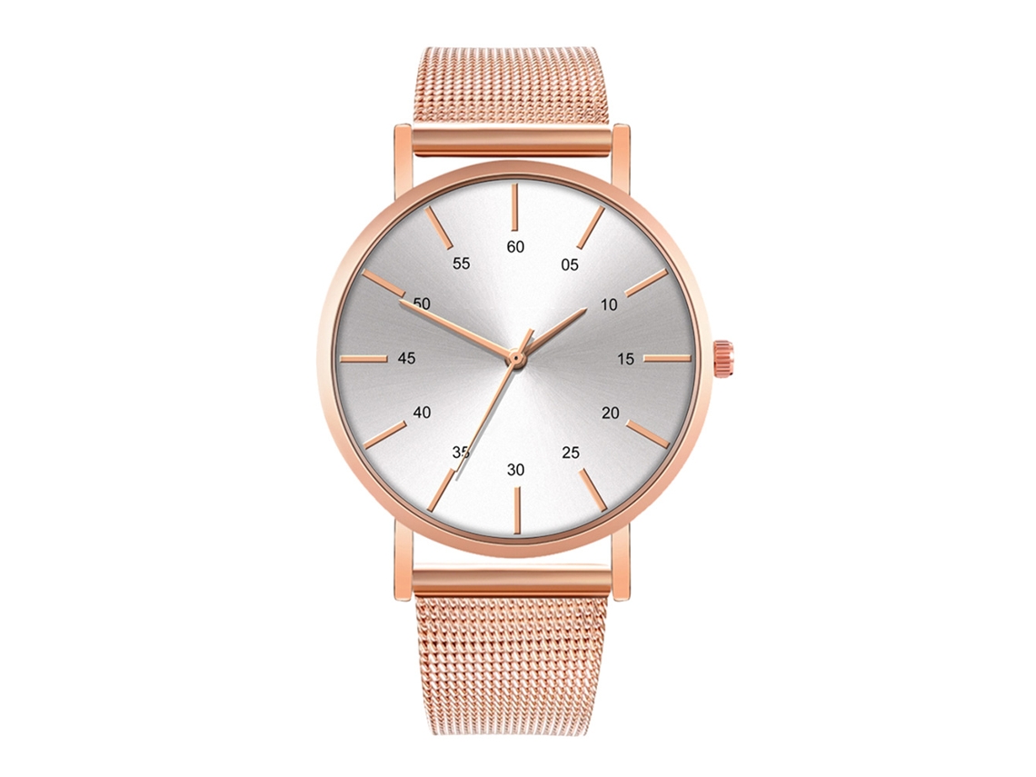 Reloj De Moda Para Parejas Con Correa De Malla Dial Redondo Cuarzo (6)