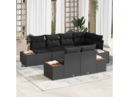 Vidaxl Conjunto De Sofá De Jardim 7 Unid. 7-número De Lugares Preto