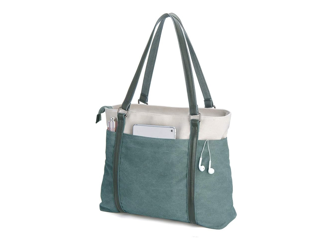 Bolsa Para Laptop Feminina, Bolsa De Lona Leve Com Emendas, Bolsa Para Laptop De 15,6 Polegadas Brilvibera