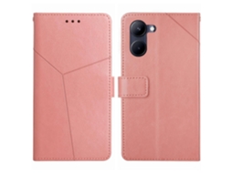 Capa De Couro Flip Com Padrão Em Y Para Realme 10 4g Ht01