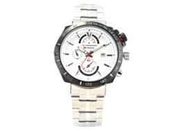 Relógio masculino de quartzo, à prova d'água, com pulseira de metal ajustável (branco e branco)
