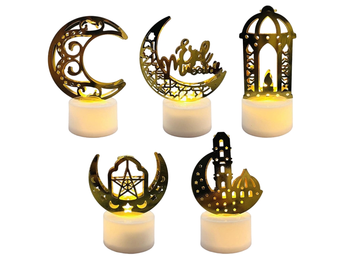 5pcs Led Eid Ramadan Candle Light Muslim Decor Ornament Candles Party Supplies CHABERLU