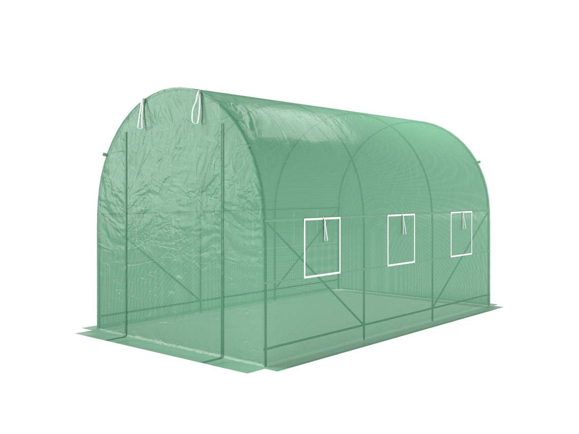 Estufa Para Verde Horta Com Túnel De 3,5x2x2m Em Pe E Metal, 6 Janelas Porta Rolo.